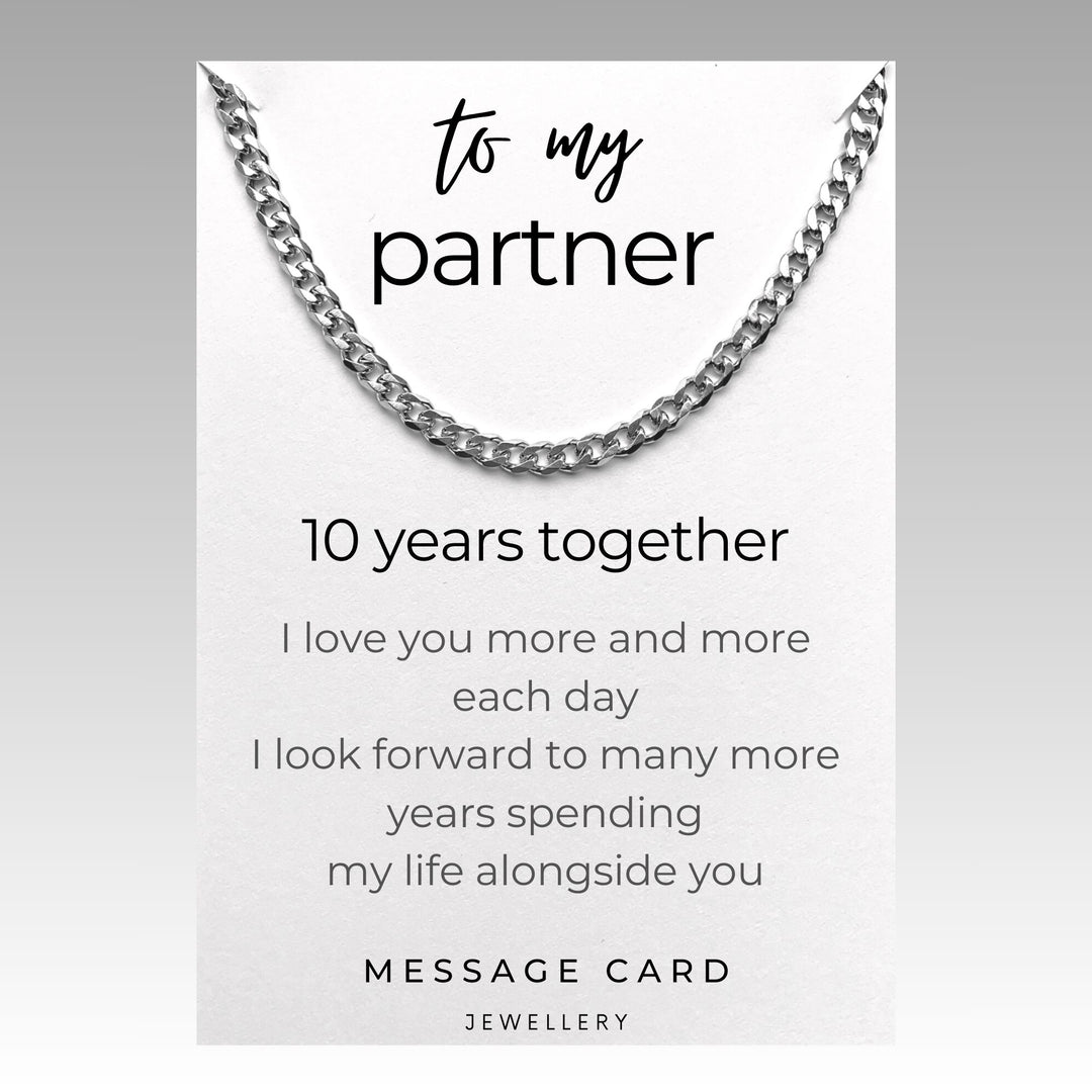 10 Year Anniversary with Partner Stainless Steel Curb Chain Necklace - A Timeless Symbol of Love and Commitment