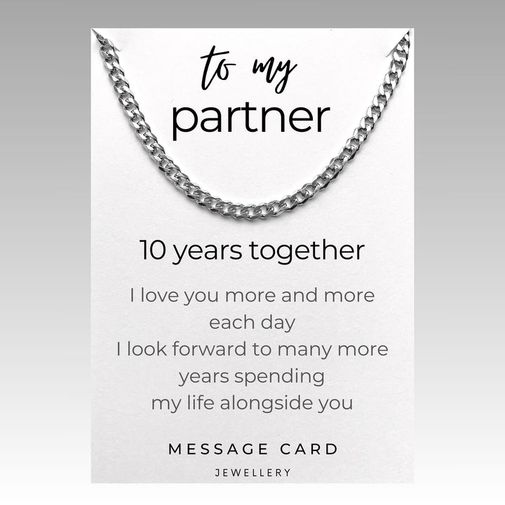 10 Year Anniversary with Partner Stainless Steel Curb Chain Necklace - A Timeless Symbol of Love and Commitment