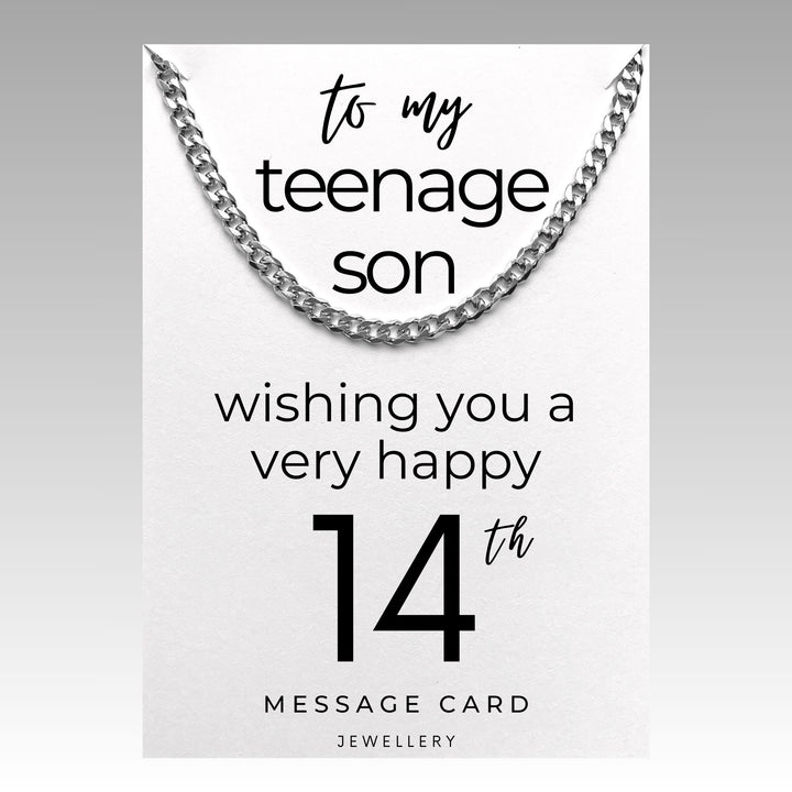 14th Birthday Necklace for Teenage Boys - Chunky Stainless Steel Curb Chain