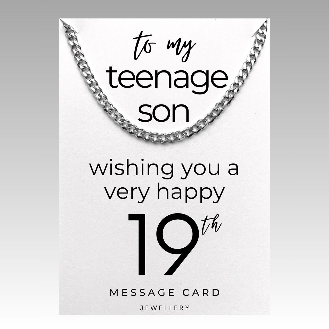 19th Birthday Necklace for Teenage Boys | Chunky Stainless Steel Curb Chain