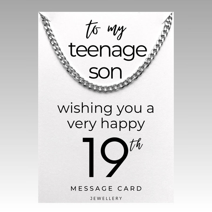 19th Birthday Necklace for Teenage Boys | Chunky Stainless Steel Curb Chain