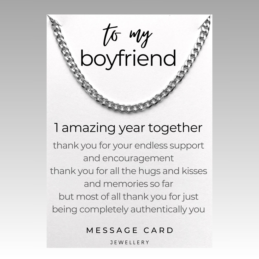 1 Year Anniversary Gift Chunky Stainless Steel Curb Chain Necklace for Boyfriend - Girlfriend, Celebrate an Amazing Year Together!