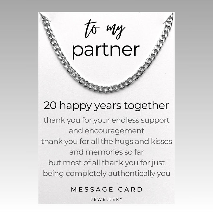 20 Happy Years Together Celebrate Your Anniversary with a Stunning Stainless Steel Curb Chain Necklace