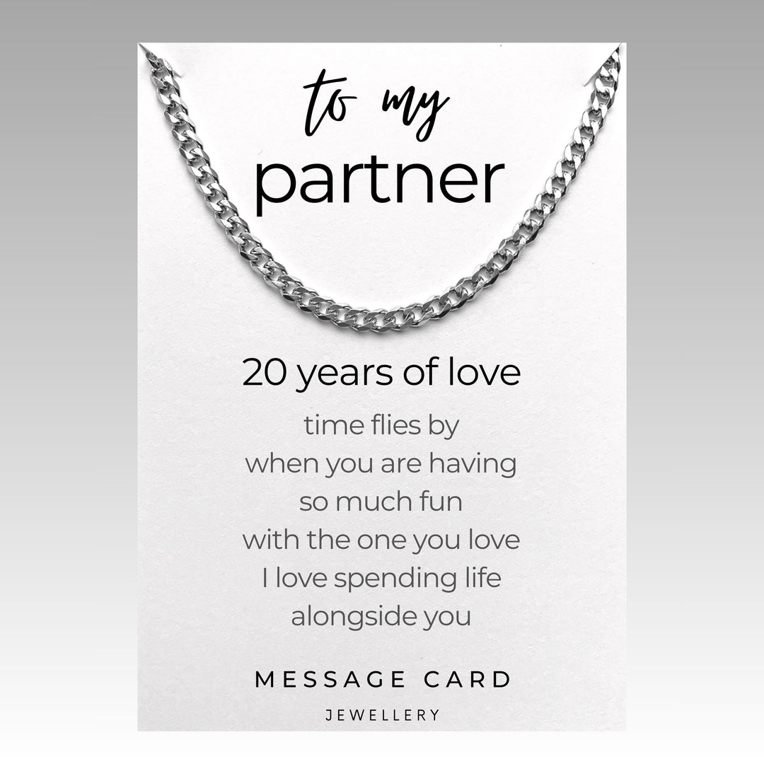 20 Years of Love: Celebrate Your Milestone with our Chunky Stainless Steel Curb Chain Necklace Anniversary Gift for Him