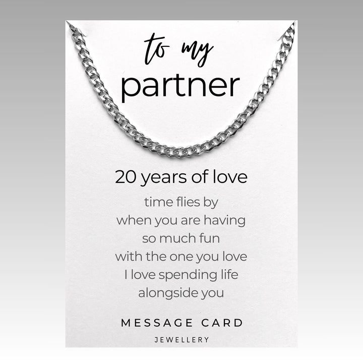20 Years of Love: Celebrate Your Milestone with our Chunky Stainless Steel Curb Chain Necklace Anniversary Gift for Him