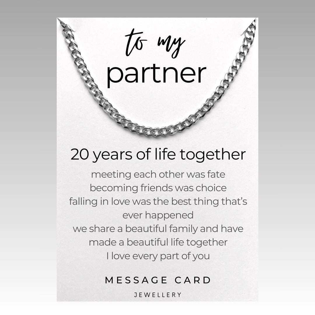 20 Year Anniversary Chunky Stainless Steel Curb Chain Necklace - A Symbol of Love and Milestones