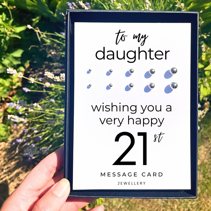 21st birthday jewellery for daughter, stainless steel ball stud earrings