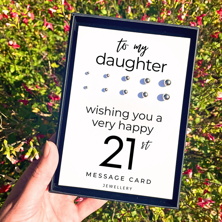 21st birthday jewellery for daughter, stainless steel ball stud earrings