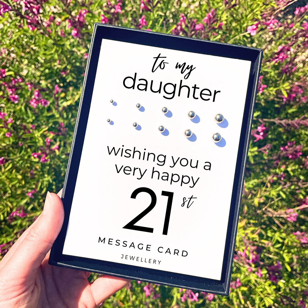 21st birthday jewellery for daughter, stainless steel ball stud earrings
