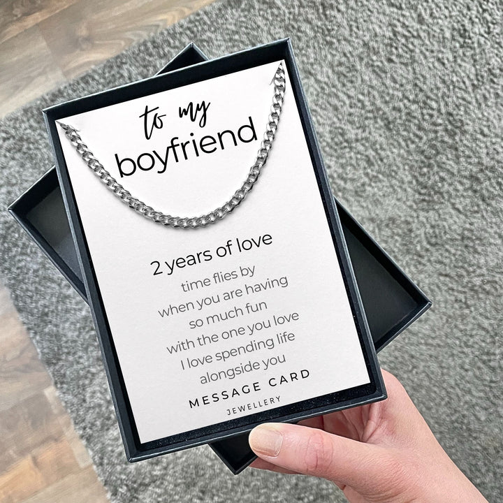 2 Years of Love with a Special Boyfriend Gift : Chunky Stainless Steel Curb Chain Necklace - The Perfect Anniversary Gift