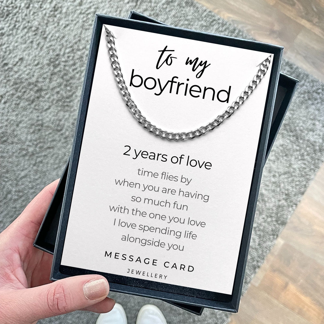 2 Years of Love with a Special Boyfriend Gift : Chunky Stainless Steel Curb Chain Necklace - The Perfect Anniversary Gift