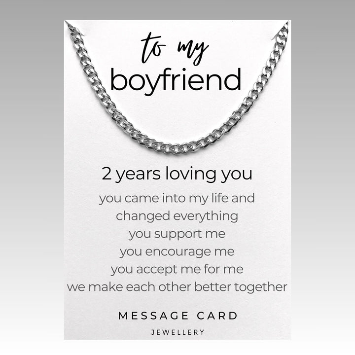 2 Year Anniversary Gift: Celebrate 2 Years of Loving You with a Chunky Stainless Steel Curb Chain for Him