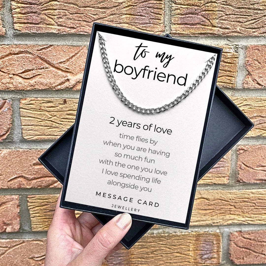 2 Years of Love with a Special Boyfriend Gift : Chunky Stainless Steel Curb Chain Necklace - The Perfect Anniversary Gift