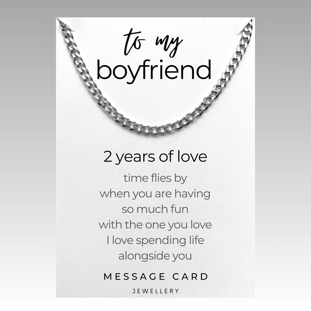 2 Years of Love with a Special Boyfriend Gift : Chunky Stainless Steel Curb Chain Necklace - The Perfect Anniversary Gift
