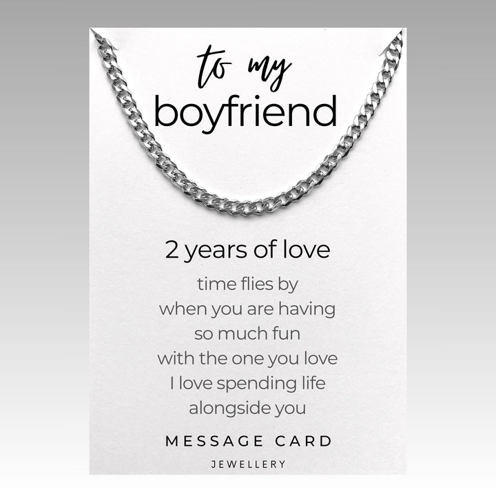 2 Years of Love with a Special Boyfriend Gift : Chunky Stainless Steel Curb Chain Necklace - The Perfect Anniversary Gift