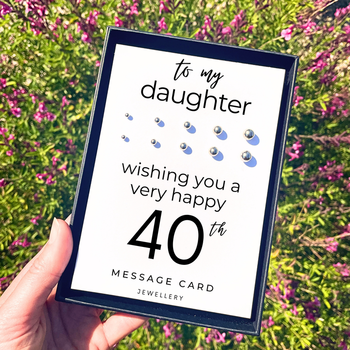 40th birthday message stacking earrings for her,  stainless steel earring set