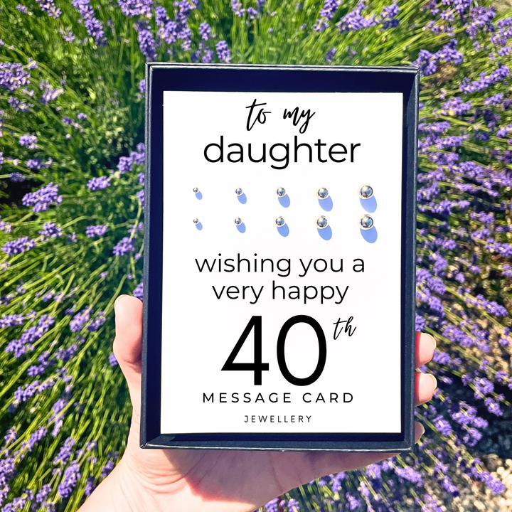 40th birthday message stacking earrings for her,  stainless steel earring set