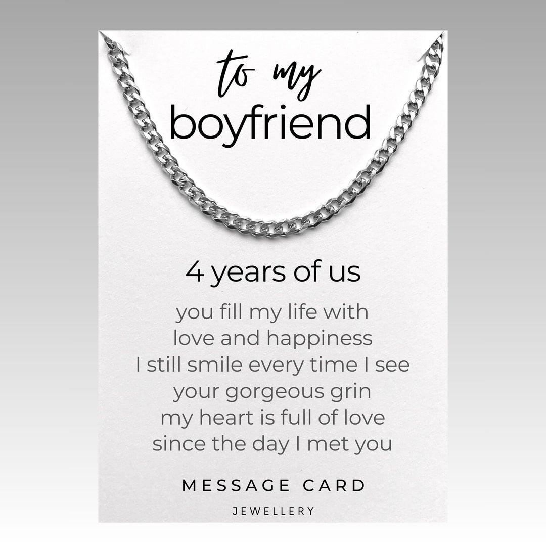 4 Year Anniversary Gift from Girlfriend to Boyfriend - Chunky Stainless Steel Curb Chain - A Symbol of Love and Milestones