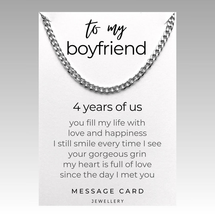 4 Year Anniversary Gift from Girlfriend to Boyfriend - Chunky Stainless Steel Curb Chain - A Symbol of Love and Milestones