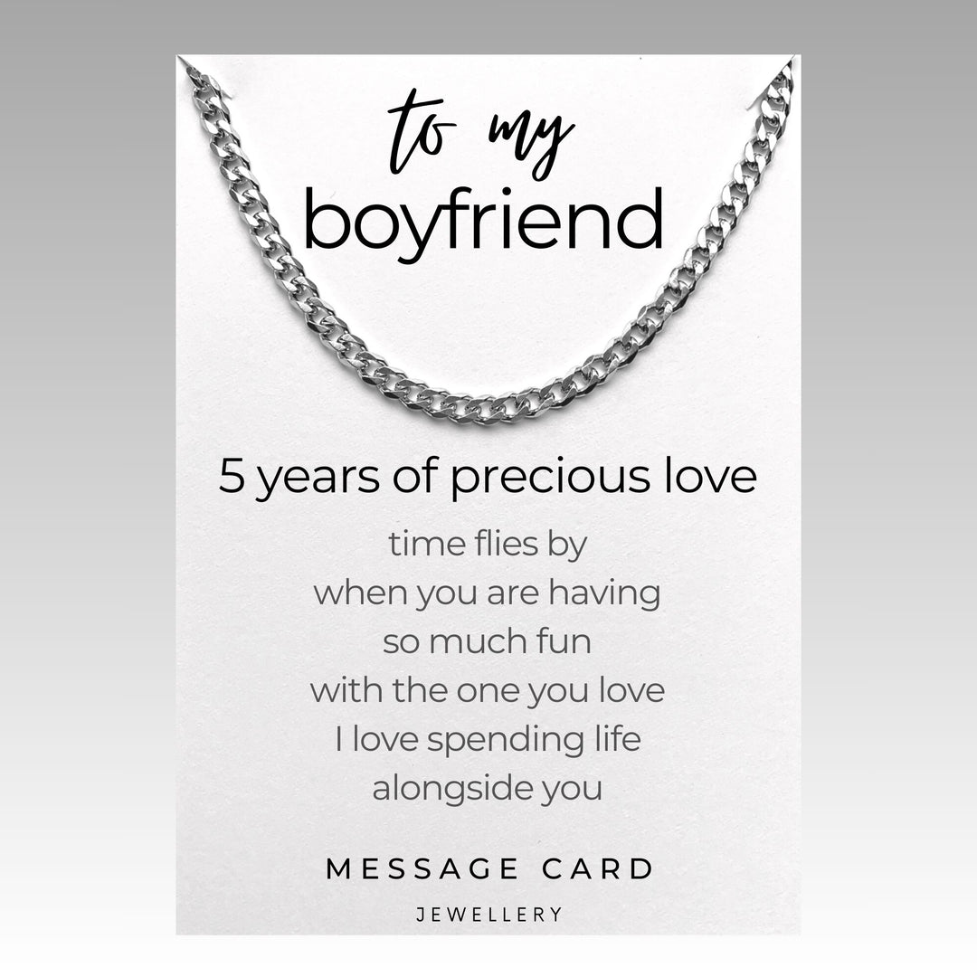 5-Year Anniversary Gift: Chunky Stainless Steel Curb Chain Necklace - Celebrate 5 Years of Love with a Necklace for your Boyfriend
