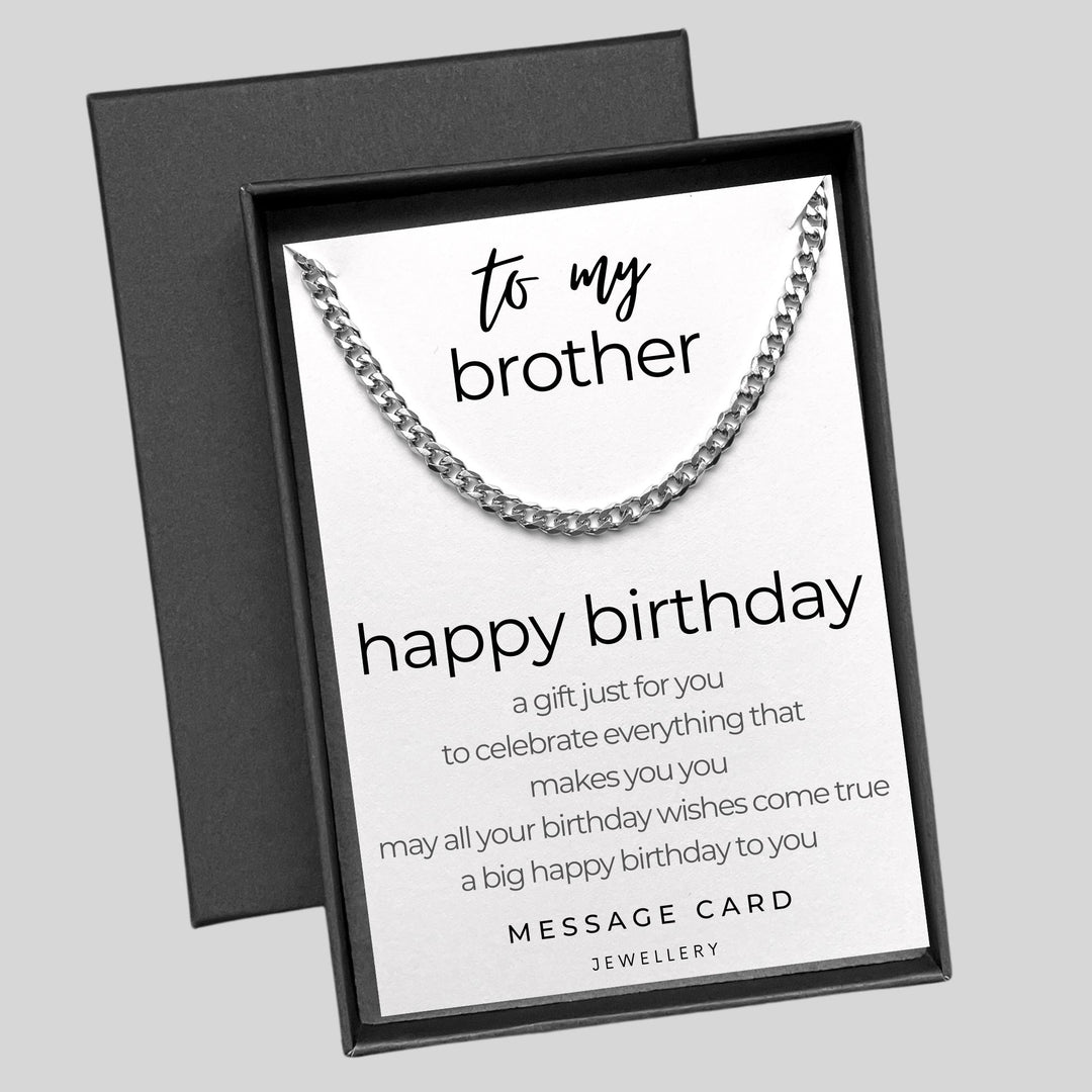 Brother's Birthday - May Your Wishes Shine Bright with our Chunky Stainless Steel Curb Chain Necklace