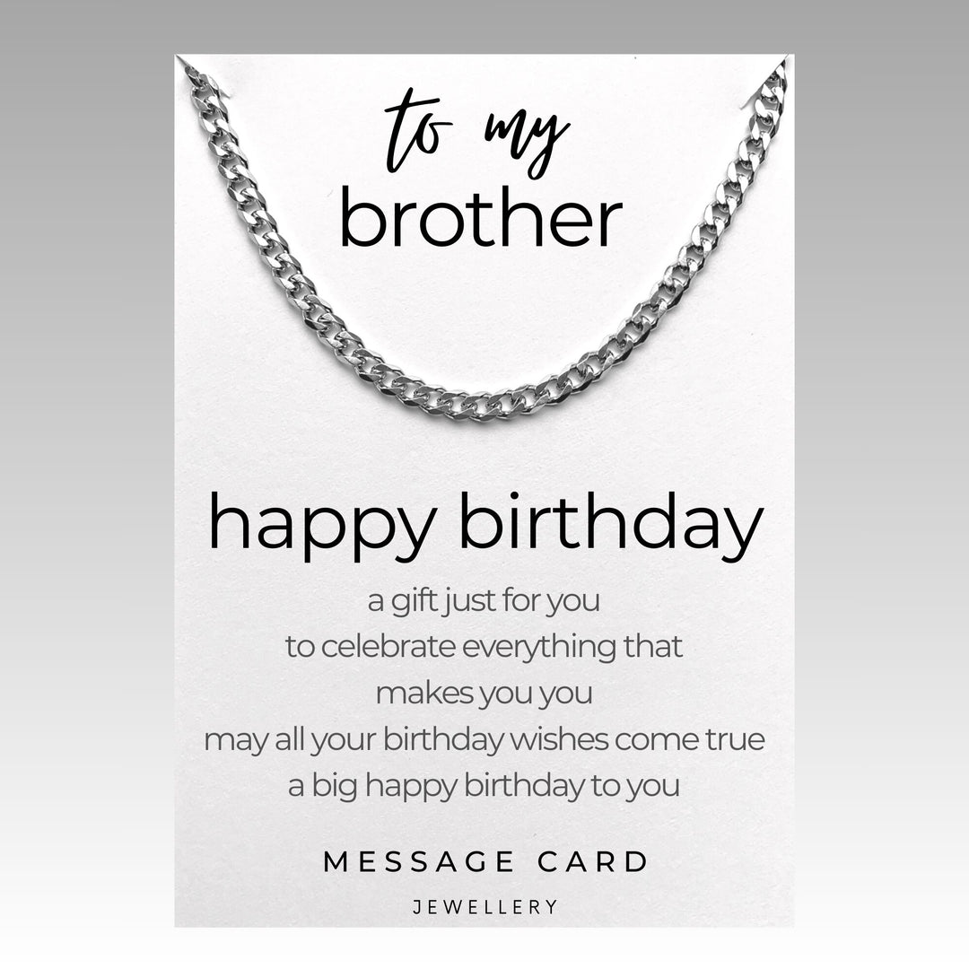 Brother's Birthday - May Your Wishes Shine Bright with our Chunky Stainless Steel Curb Chain Necklace