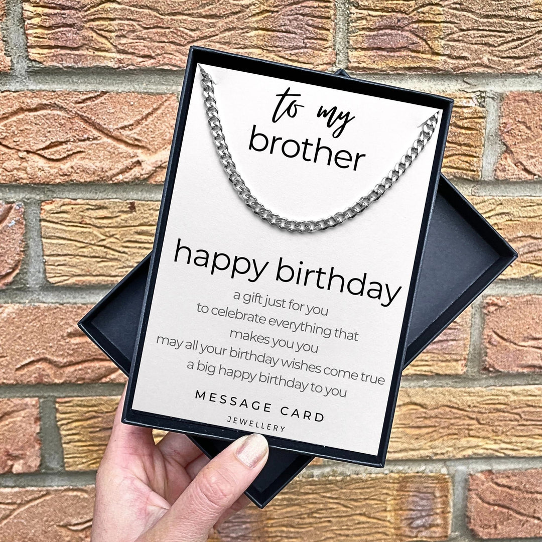 Brother's Birthday - May Your Wishes Shine Bright with our Chunky Stainless Steel Curb Chain Necklace