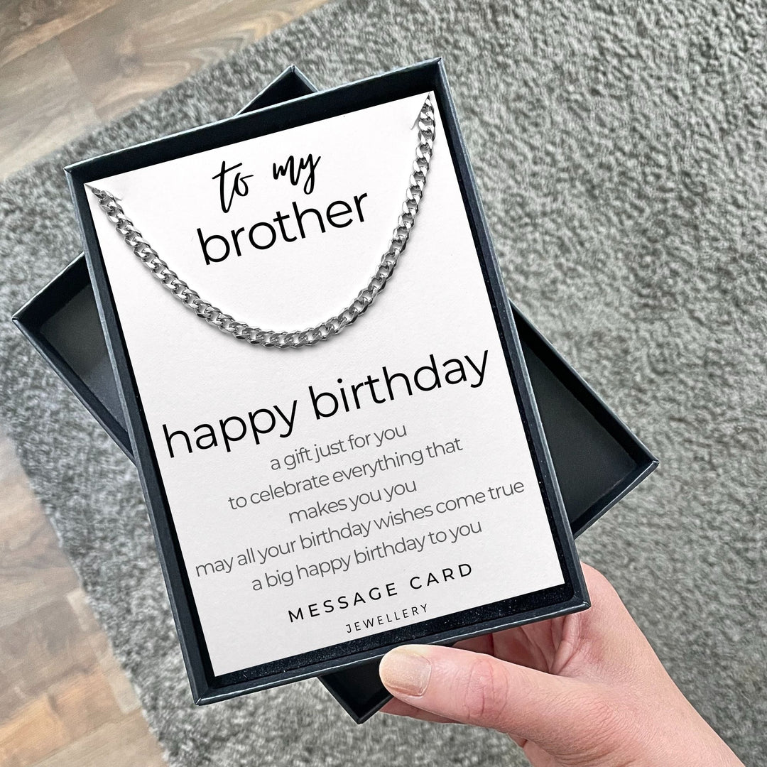 Brother's Birthday - May Your Wishes Shine Bright with our Chunky Stainless Steel Curb Chain Necklace
