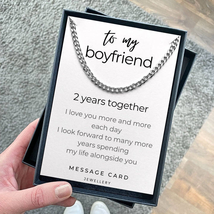 Celebrate 2 Years Together with a Special Gift for Boyfriend - Anniversary Gift: Chunky Stainless Steel Curb Chain Necklace for Boyfriend