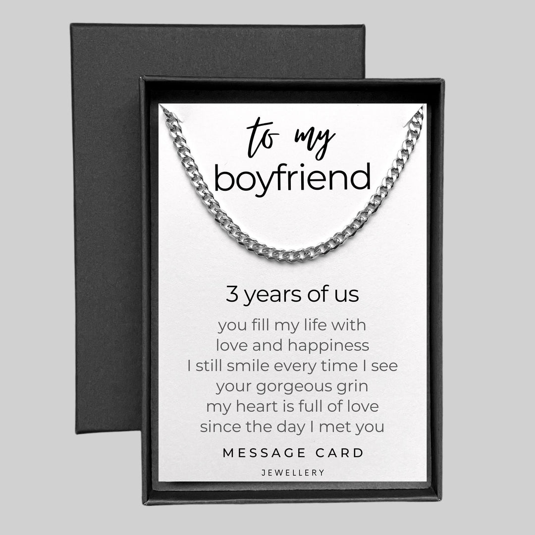 Celebrate 3 Year Anniversary with Boyfriend Necklace : Chunky Stainless Steel Curb Chain for Boyfriend