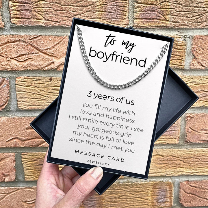 Celebrate 3 Year Anniversary with Boyfriend Necklace : Chunky Stainless Steel Curb Chain for Boyfriend