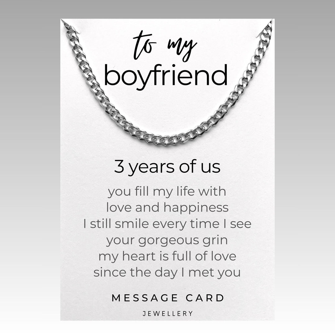 Celebrate 3 Year Anniversary with Boyfriend Necklace : Chunky Stainless Steel Curb Chain for Boyfriend
