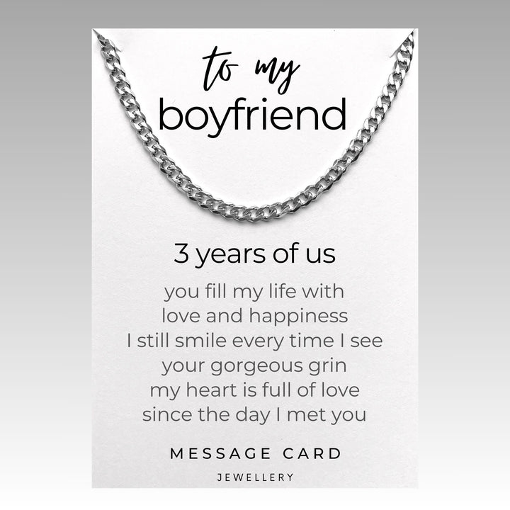 Celebrate 3 Year Anniversary with Boyfriend Necklace : Chunky Stainless Steel Curb Chain for Boyfriend