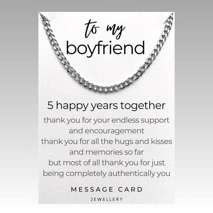 Celebrate 5 Years of Love with our Stainless Steel Curb Chain - 5 Year Anniversary Gift from Girlfriend - The Perfect Anniversary Gift for Him