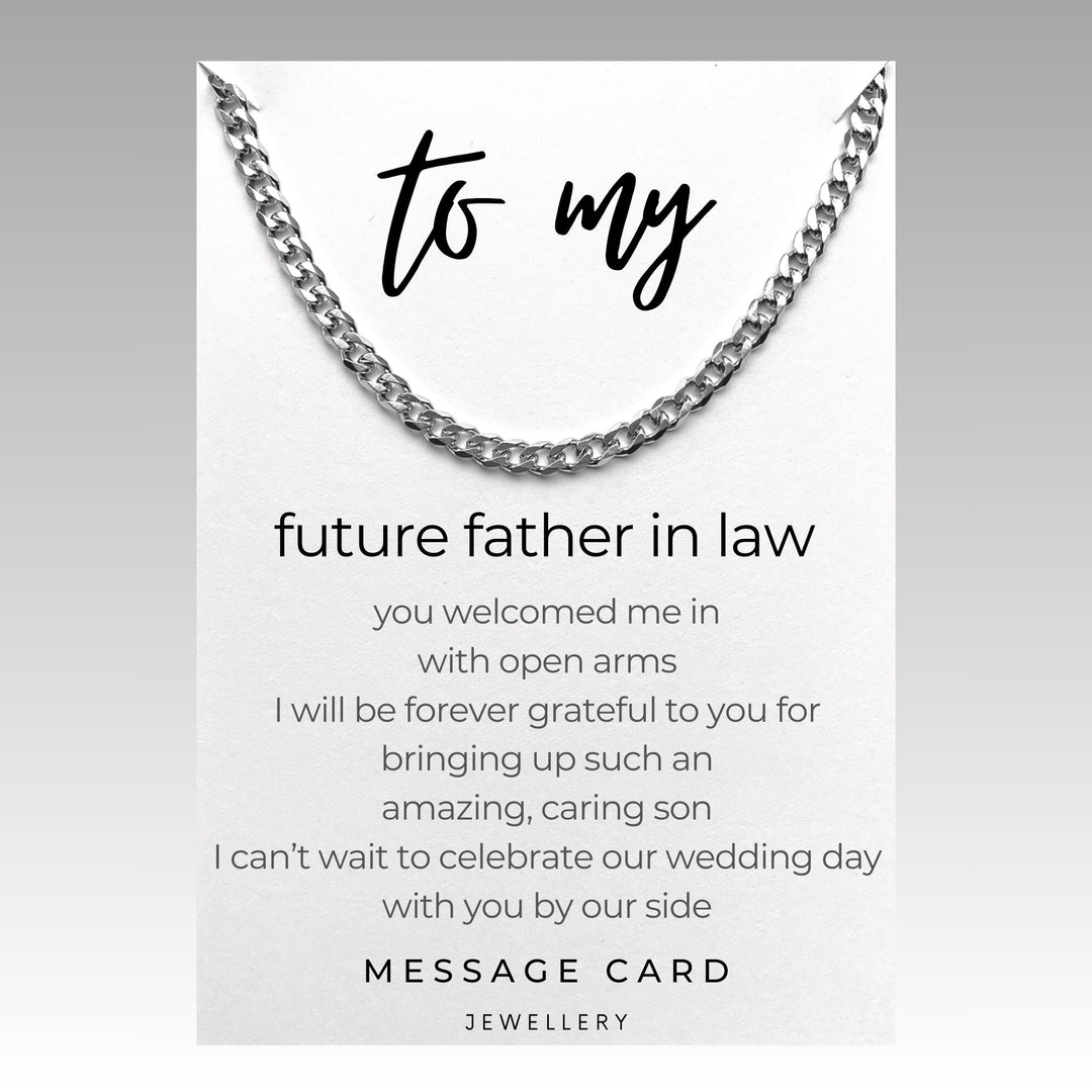 Father of the Groom - from Bride - Thank You Gift for Future Father-in-Law - Chunky Stainless Steel Curb Chain