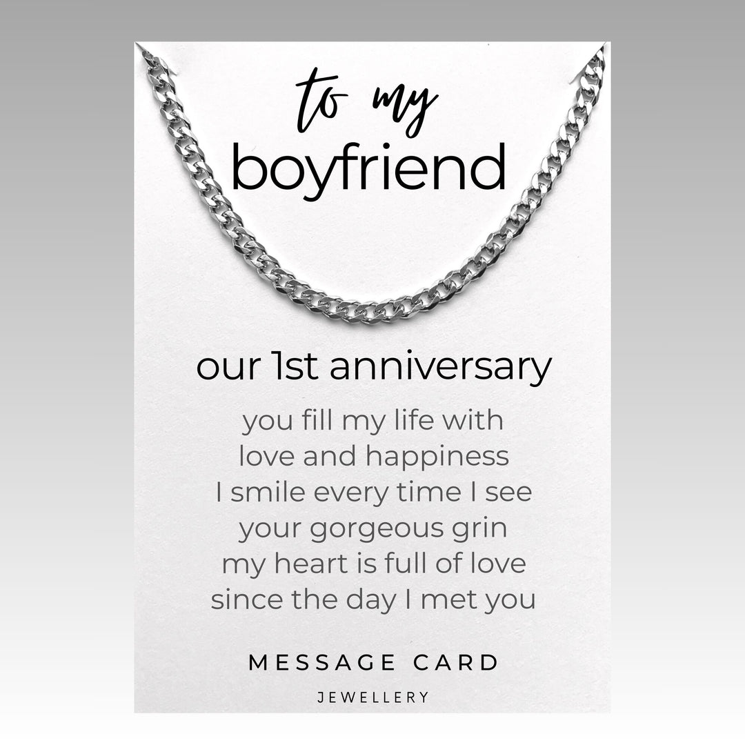 Forever Love: Chunky Stainless Steel Curb Chain Necklace - The Perfect 1 Year Anniversary Gift for Boyfriend