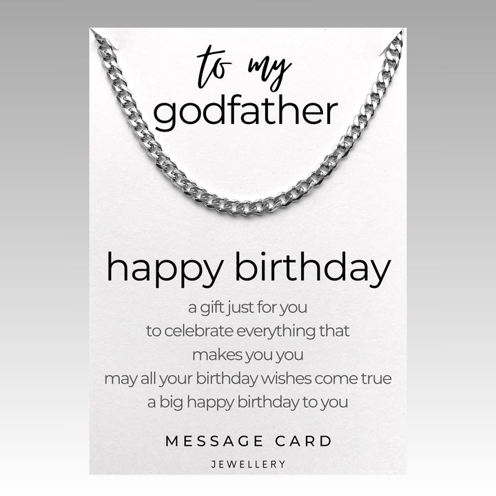 Godfather's Birthday - May your wishes come true | Chunky Stainless Steel Curb Chain