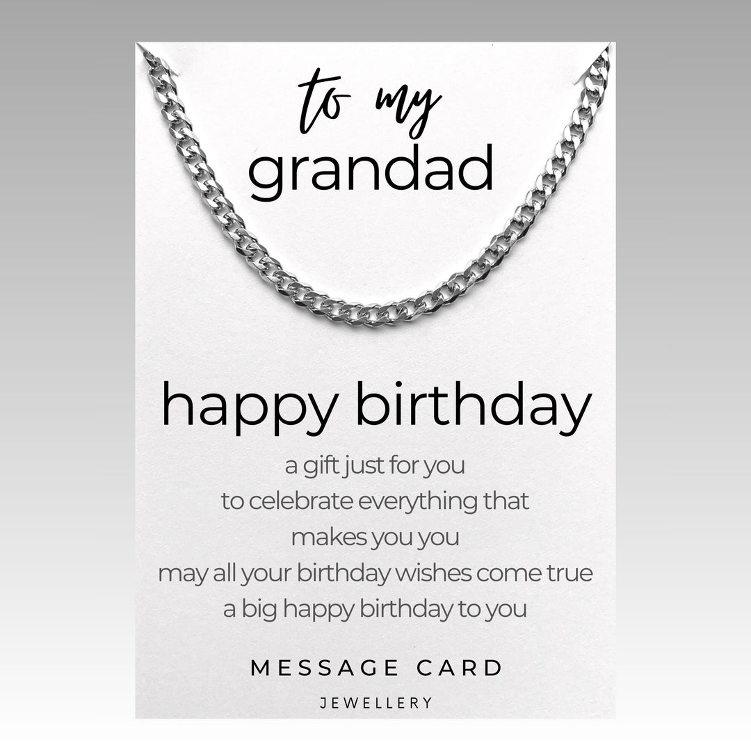 Grandad's Birthday - May Your Wishes Come True | Chunky Stainless Steel Curb Chain