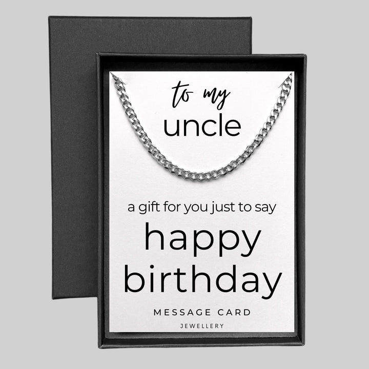 Happy Birthday Gift for Uncle - Chunky Stainless Steel Curb Chain