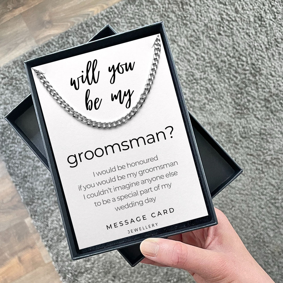 Meaningful: Groomsman - Proposal - Honoured if You Would Be My Groomsman Stainless Steel Curb Chain Necklace