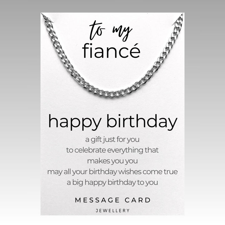 May Your Birthday Wishes Come True: Unique Fiancé Necklace Gift - Stainless Steel Curb Chain