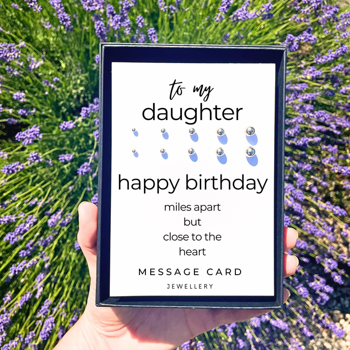 Miles apart gifts for daughter, happy birthday earrings