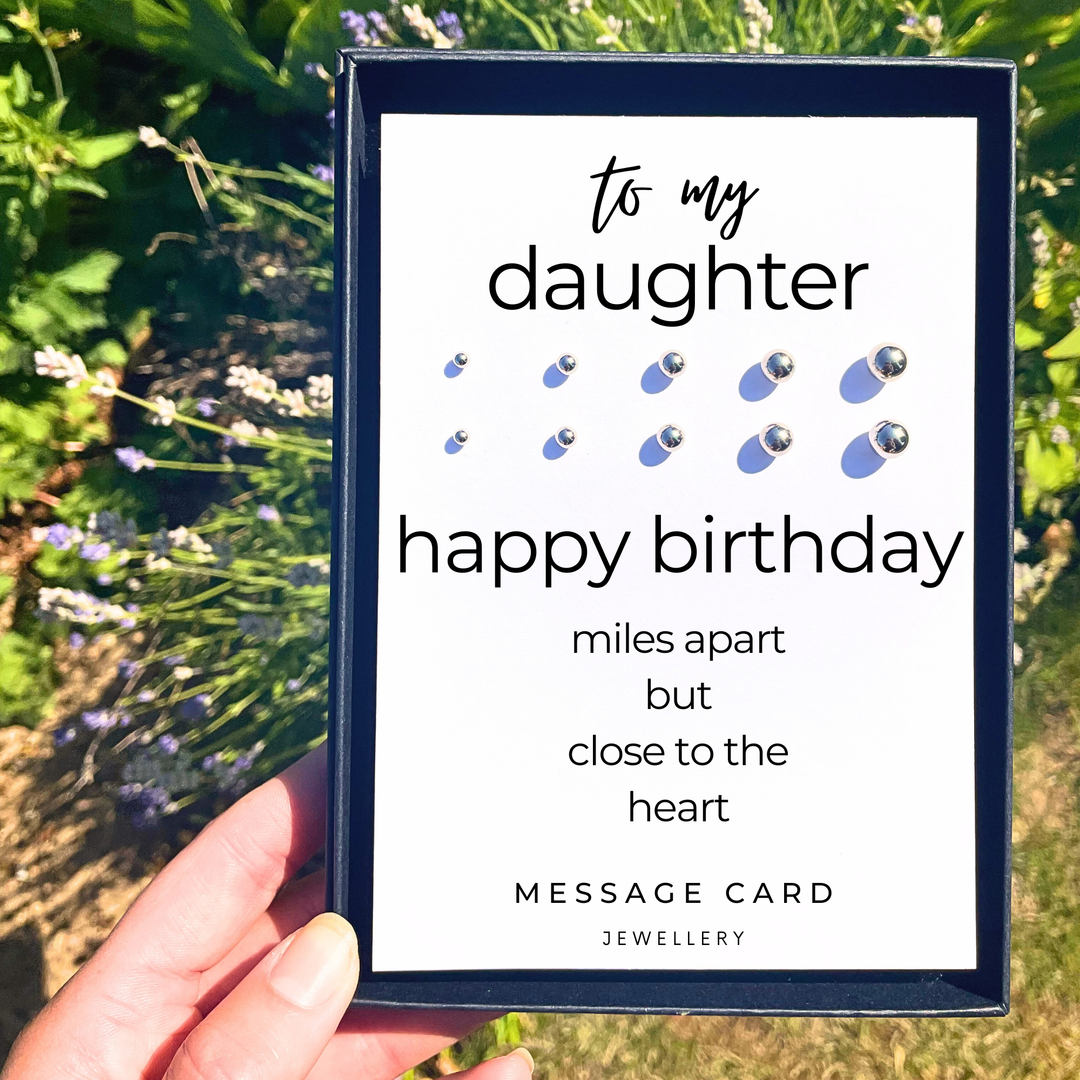 Miles apart gifts for daughter, happy birthday earrings