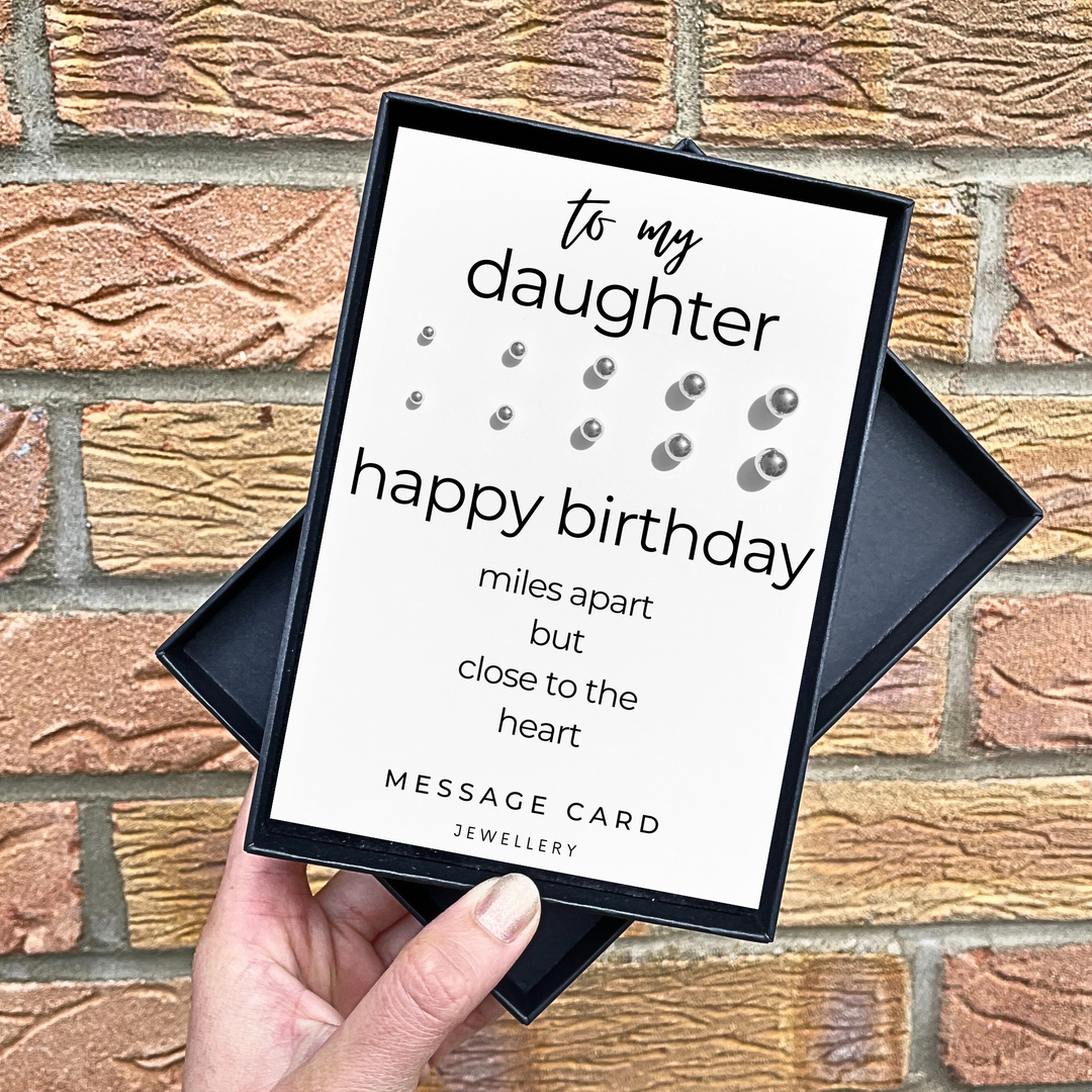 Miles apart gifts for daughter, happy birthday earrings