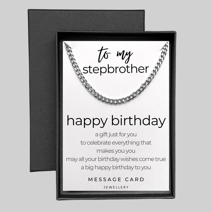 Stepbrother's Birthday - May Your Wishes Come True Chunky Stainless Steel Curb Chain - The Perfect Birthday Present