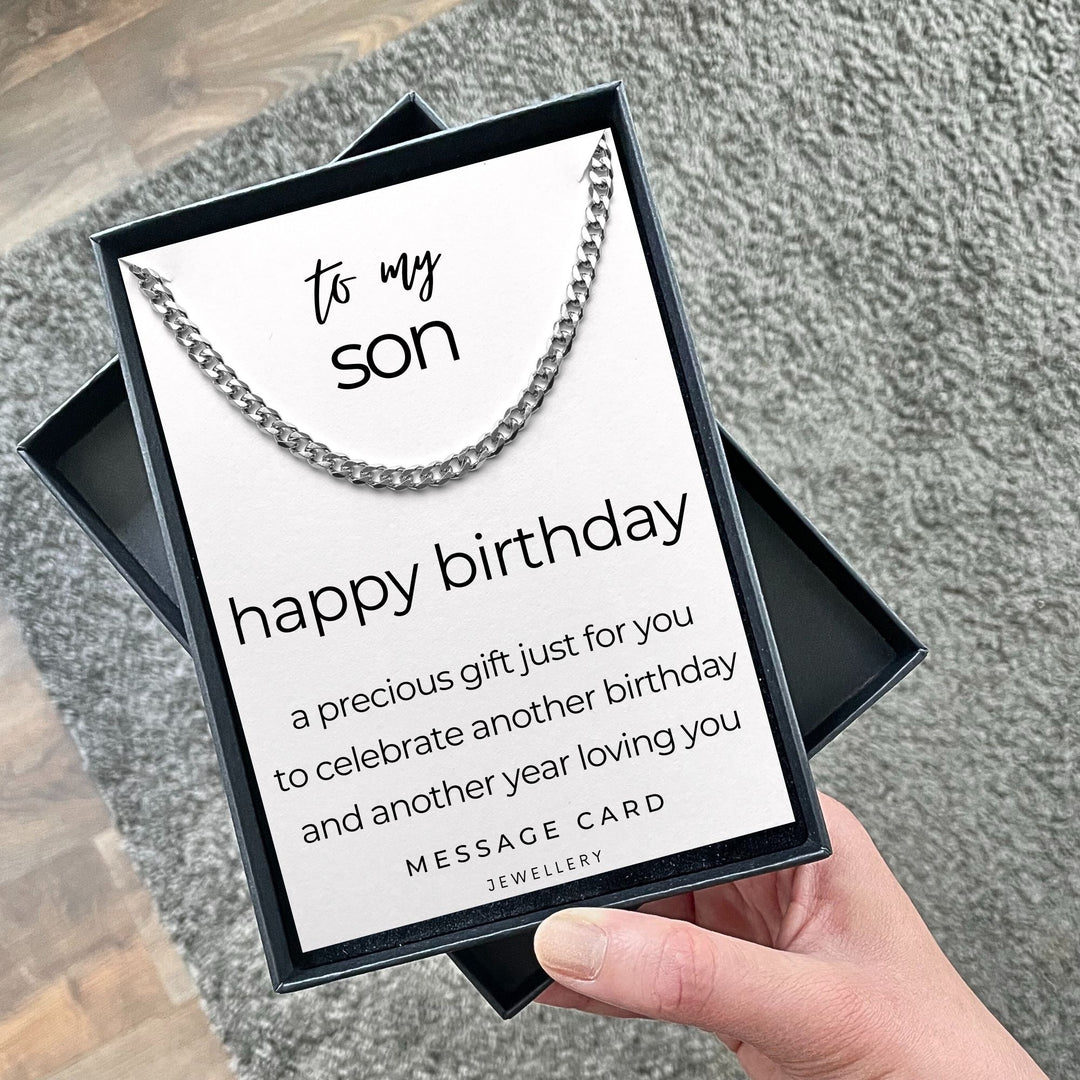 Son's Birthday - A Timeless Stainless Steel Curb Chain for a Precious Gift