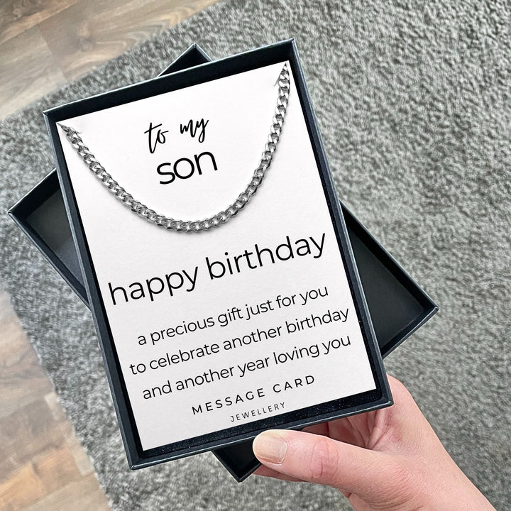 Son's Birthday - A Timeless Stainless Steel Curb Chain for a Precious Gift