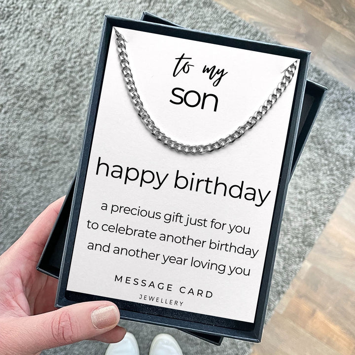 Son's Birthday - A Timeless Stainless Steel Curb Chain for a Precious Gift