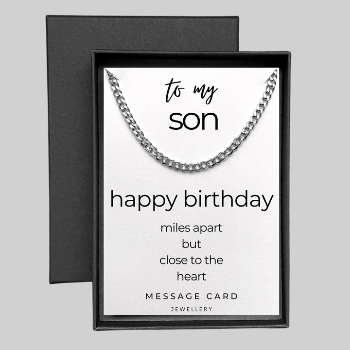 Son's Birthday - Miles Apart but Close to the Heart: Chunky Stainless Steel Curb Chain Necklace