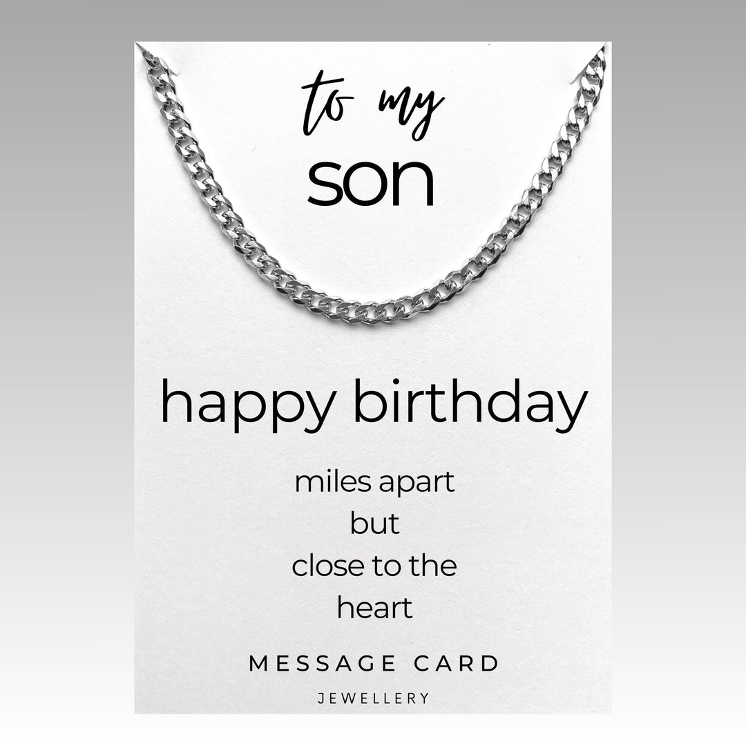 Son's Birthday - Miles Apart but Close to the Heart: Chunky Stainless Steel Curb Chain Necklace